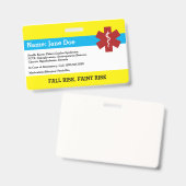 Abzeichen zur medizinischen Warnung Ausweis (Front & Back)