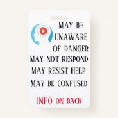 Abzeichen zur Speicherbehinderung mit Lanyard Ausweis (Vorderseite)