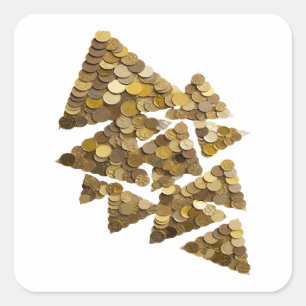 Abziehbare Gold-TREE-Aufkleber Quadratischer Aufkleber