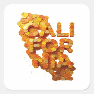 Abziehbarer Orange CALIFORNIA-Geschenkaufkleber Quadratischer Aufkleber