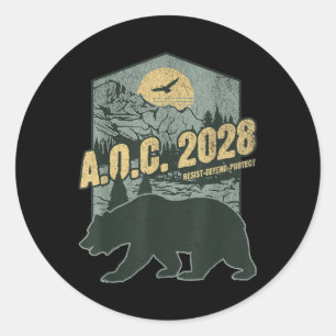AC 2028 für Präsident Resist Bear Alexandria Ocas Runder Aufkleber