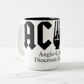 AC/DC mit Koffein Zweifarbige Tasse (Vorderseite Links)