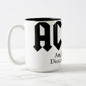 AC/DC mit Koffein Zweifarbige Tasse (Links)