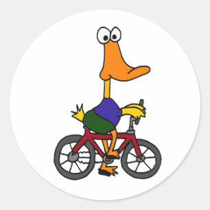 AC- Duck Riding Bicycle Cartoon Runder Aufkleber