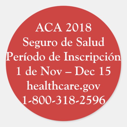 ACA Período de Inscripción - Resistencia Roja Runder Aufkleber (Vorderseite)