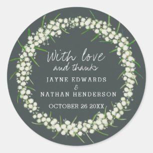 Acacia Creme Blume Aquarellkunst Vielen Dank Runder Aufkleber