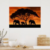 Acacia Elephant Sunset Poster (Küche)