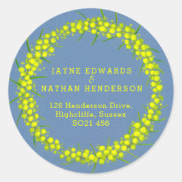 Acacia gelb Wattle Hochzeitsticker Runder Aufkleber