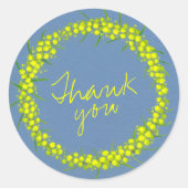 Acacia gelb Wattle Kranz Hochzeit danke Runder Aufkleber (Vorderseite)