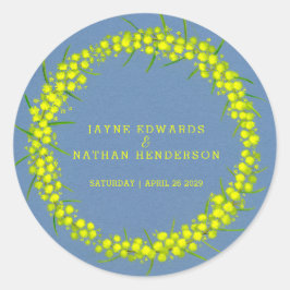 Acacia gelben Wattkranz Hochzeitsticker Runder Aufkleber