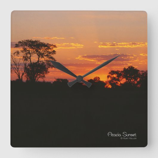 Acacia Sunset Quadratische Wanduhr (Vorderseite)