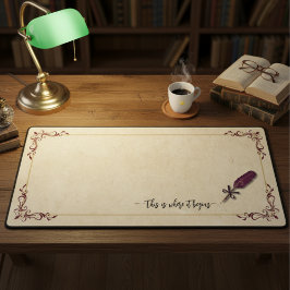 Academia Burgundy Quill Author Writer Desk Mat Schreibtischunterlage