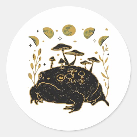 Academia Moon Witchy Goblincore Aesthetic Frog Cla Runder Aufkleber (Vorderseite)