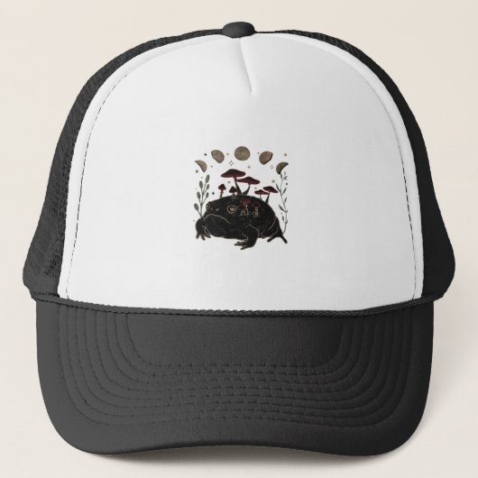Academia Moon Witchy Goblincore Aesthetic Frog Cla Truckerkappe (Vorderseite)