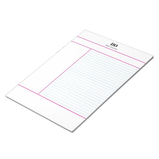 Academic School Monogram Name Lecture Notepad Notizblock (angewinkelt)