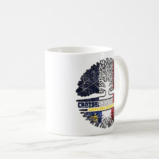 Acadia Frankreich Tree Roots Flag Kaffeetasse (VorderseiteRechts)
