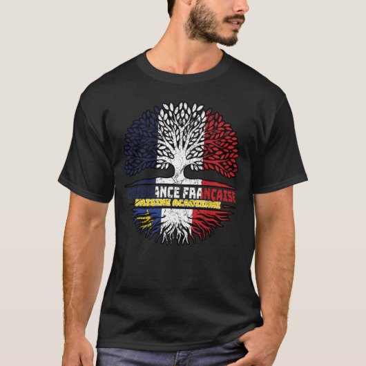Acadia Frankreich Tree Roots Flag T-Shirt (Vorderseite)