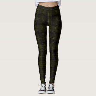 Acadia, grün, Bronzeolien, Schwarzer Twill Tartan Leggings