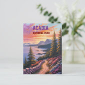 Acadia Herbstklippen Vintage Küstenlandschaft Postkarte (Stehend Vorderseite)