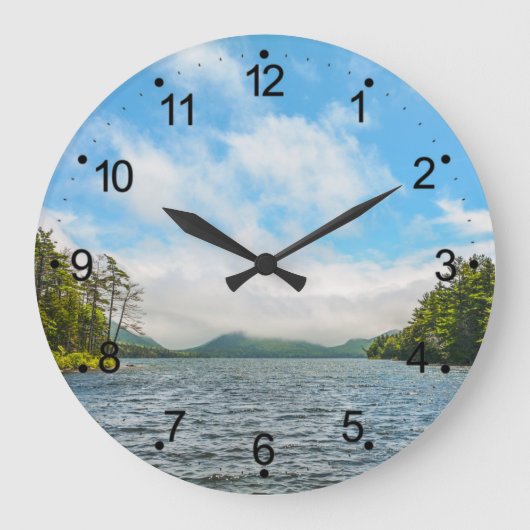 Acadia Maine Eagle Lake Large Clock Große Wanduhr (Vorderseite)