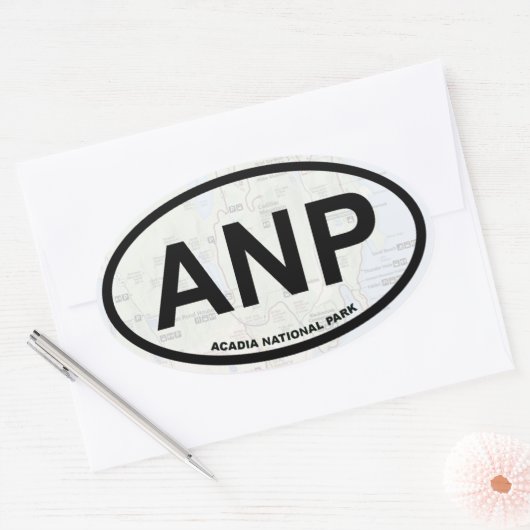 Acadia Map Aufkleber (schwarzer Text) (Umschlag)