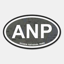 Acadia Map Aufkleber (weißer Text)
