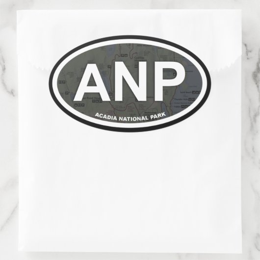 Acadia Map Aufkleber (weißer Text) (Tasche)