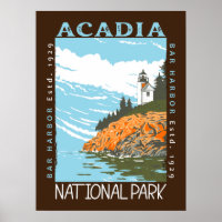 Acadia National Park Bar Harbor Leuchtturm Vintage
