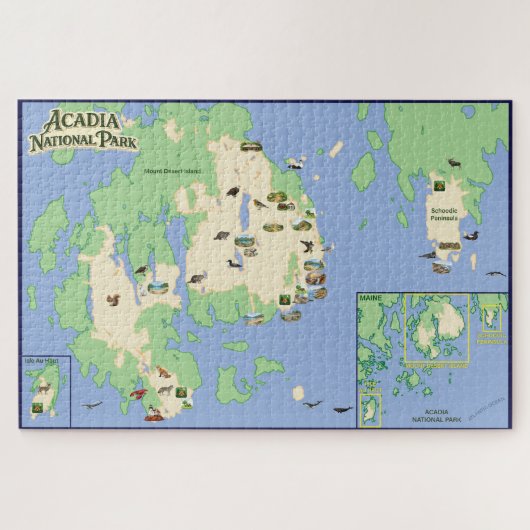 Acadia National Park Illustrated Map Puzzle (Horizontal)