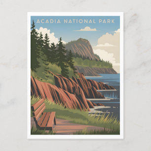 Acadia National Park im Vintage-Stil Postkarte