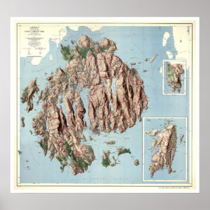 Acadia National Park Karte 1960 Poster