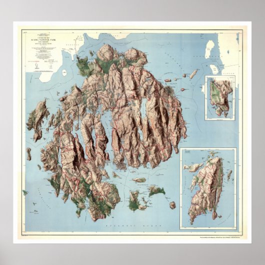 Acadia National Park Karte 1960 Poster (Vorne)