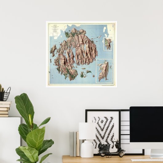 Acadia National Park Karte 1960 Poster (Heimbüro)