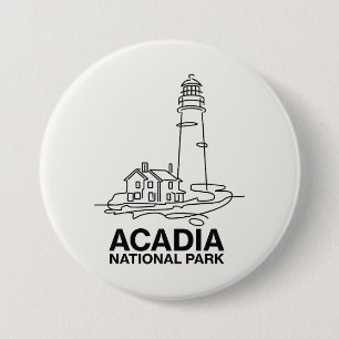 Acadia National Park Leuchtturm Linienkunst Button