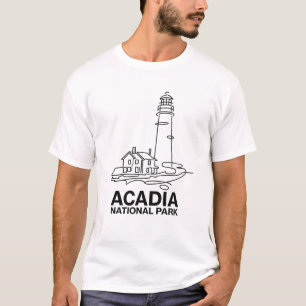 Acadia National Park Leuchtturm-Linienkunst T-Shirt