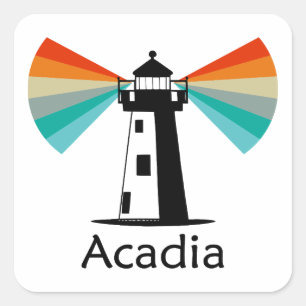 Acadia National Park Leuchtturm Regenbogen Quadratischer Aufkleber