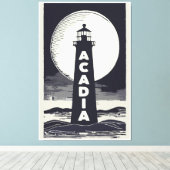 Acadia National Park Lighthouse Moon Leinwanddruck (Insitu (Holzboden))