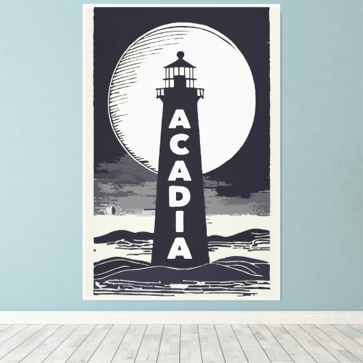 Acadia National Park Lighthouse Moon Leinwanddruck (Insitu (Holzboden))