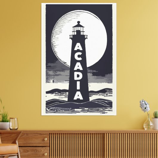 Acadia National Park Lighthouse Moon Leinwanddruck (Insitu (Wohnzimmer))