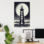 Acadia National Park Lighthouse Moon Poster (Heimbüro)