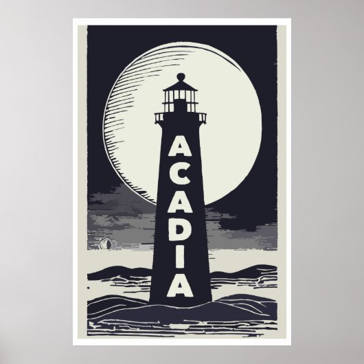 Acadia National Park Lighthouse Moon Poster (Vorne)