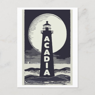 Acadia National Park Lighthouse Moon Postkarte