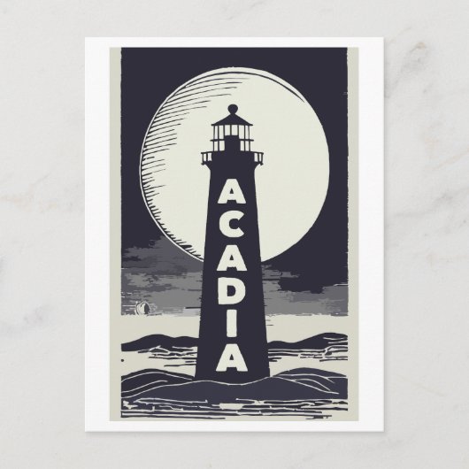 Acadia National Park Lighthouse Moon Postkarte (Vorderseite)