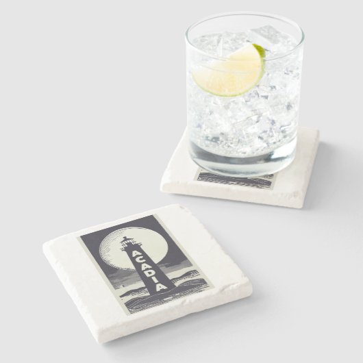 Acadia National Park Lighthouse Moon Steinuntersetzer (Seitenansicht)