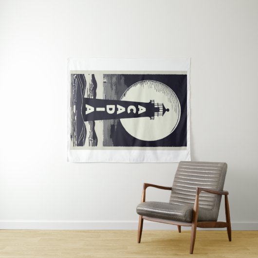 Acadia National Park Lighthouse Moon Wandteppich (Beispiel (Horizontal))