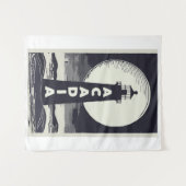 Acadia National Park Lighthouse Moon Wandteppich (Vorderseite (Horizontal))