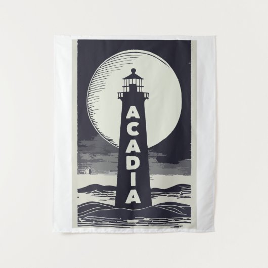 Acadia National Park Lighthouse Moon Wandteppich (Vorderseite)