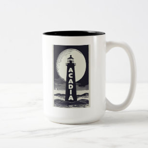 Acadia National Park Lighthouse Moon Zweifarbige Tasse