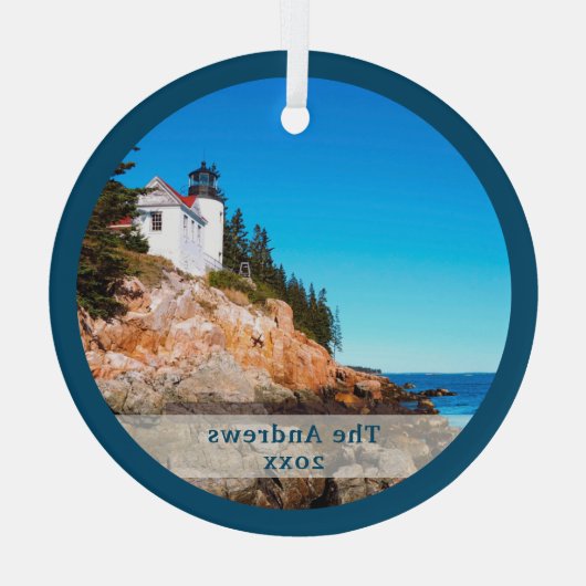 Acadia National Park Lighthouse Ornament Aus Glas (Rückseite)