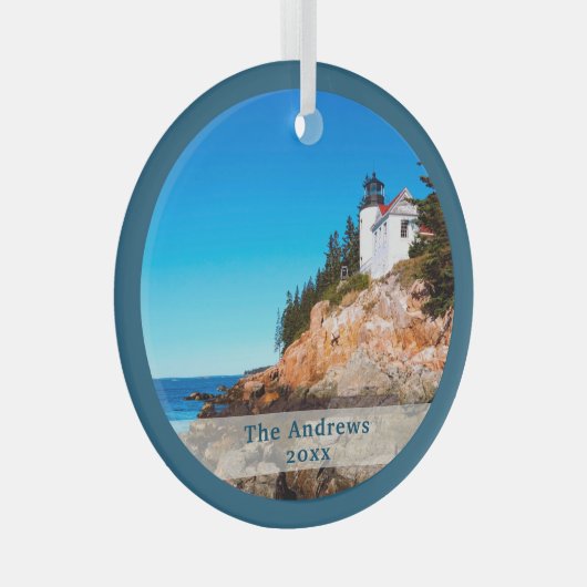 Acadia National Park Lighthouse Ornament Aus Glas (Vorderseite Rechts)
